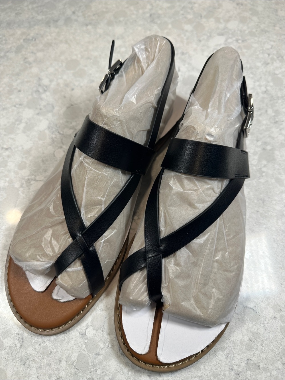 Franco Sarto Black Crisscross Slingback Sandals